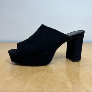 Charles by Charles David Black Suede Block Heel Platform Slide Sandal Size 11